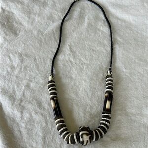 Elegant Black and White Beaded Necklace